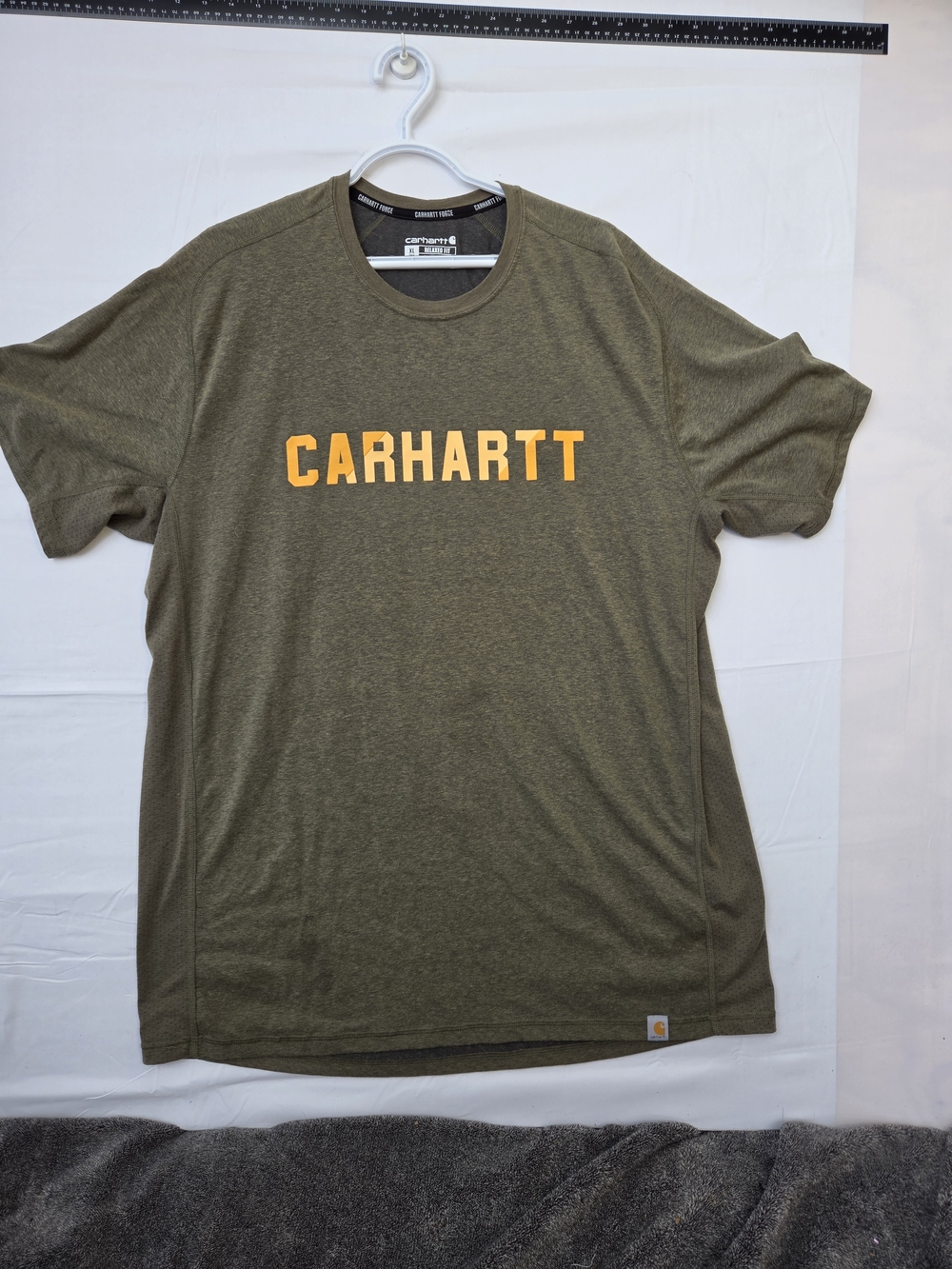 Carhartt Olive Green Short-Sleeve Tee with Gold Logo